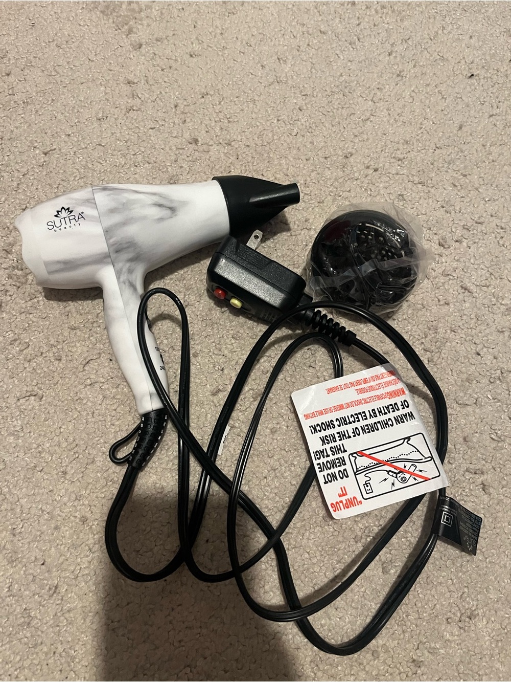 Sutra Mini Travel Hair Dryer - White Marble